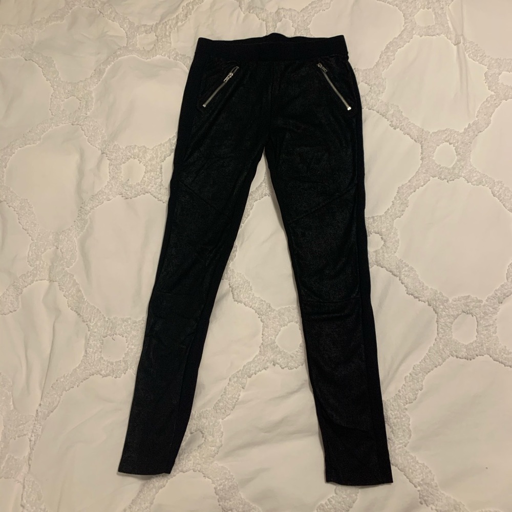 Faux Leather Front Leggings